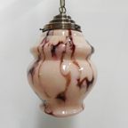 Art Deco Hanglamp Met Gemarmerde Zalmkleurige Kap thumbnail 4