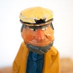 Houten Kapiteins/vissersbeeldje, Handgemaakt In De Jaren '60 thumbnail 3