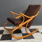 Rocking Chair By Ton In Black And Peach Fabric thumbnail 2