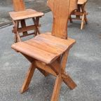 6 Antieke Wabi Sabi Massief Hout Eetkamerstoelen thumbnail 6