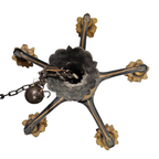 5 Arms Art Deco / Art Nouveau / Brass Hanging Lamp / Hand Blown Floral Shades thumbnail 14