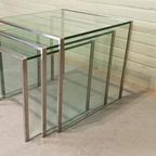 Vintage Glas En Chrome Mimiset Nesting Tables thumbnail 2