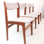 4 Vintage Deense Erik Buch Stoelen | Teak Roze Nieuwe Stof thumbnail 8