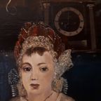Olieverf Op Paneel, Willem H.a. Teeling - Johanna Schuyt Als Kind Met Hond thumbnail 4