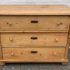 Antiek Grenen Commode / Ladenkast  91 Cm Hoog thumbnail 3