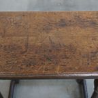 Grote, Functionele Antieke Engelse Bijzettafel/ Stool Met Een Waanzinnig Patina thumbnail 2