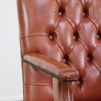 Mooie En In Hoogte Verstelbare Rundleren Engelse Stijl Chesterfield Bureaustoel thumbnail 11