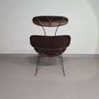 Brown Rattan And Metal Lounge Chair By Yuzuru Yamakawa, 1980S thumbnail 7