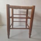Rustiek Mid Century Krukje Met Biezen Zitting thumbnail 2
