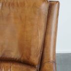Comfortabele En Stijlvolle Vintage Fauteuil/ Armchair Gemaakt Van Schapenleer thumbnail 4