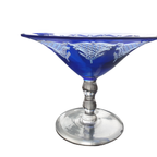 Schitterend Kobaltblauw Glas / Schaaltje Op Voet Bijzonder Patroon thumbnail 2