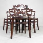 Set Van 6 Boerenstoelen Met Rieten Zitting, Rond 1900 thumbnail 4