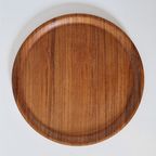 Vintage Rond Teakhouten Dienblad Serveertray Jaren 70 thumbnail 2