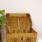 Vintage Rotan Mand Met Leer thumbnail 10