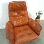 Zweeds Leren Draai Fauteuil G Mobel Sweden, Vintage Draaistoel thumbnail 7