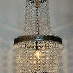 2 Stuks Vintage Kristallen Kroonluchters Hanglampen Brons Frame thumbnail 3