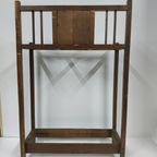 Antieke (Jugendstil) Houten Paraplubak (Handdoekhouder) thumbnail 7