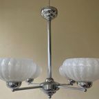 Hanglamp Lamp Plafondlamp Art Deco 1930 4 Arms Clichyglas Frans thumbnail 3