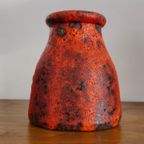 Vintage Fatlava Keramiek Vaas Vaasje Oranje Rood Paars thumbnail 3