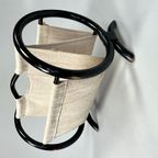 Vintage Ronde Lectuurbak / Tijdschriftenrek, Zwart Rotan, 1970's thumbnail 7