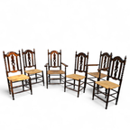 8 ( 2 X Armrest ) X Ornate Wood / Bobbin / Wicker Dining Chair / Studded Chairs thumbnail 2