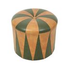 Ronde Vintage Poef Groen Bruin Tweekleurig Skai Sixties thumbnail 7