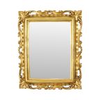 Franse Vergulde Spiegel Bladgoud Barok Stijl Rechthoekig Jaren 50 thumbnail 2