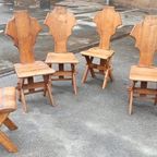 6 Antieke Wabi Sabi Massief Hout Eetkamerstoelen thumbnail 11