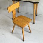 Vintage Kleuterschoolsetje Tafel & Schoolstoeltje Schuine Pootjes thumbnail 6