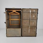 Antieke Belber Zwarte Leren Stoomkoffer Uit 1924 - Grote Reisgarderobe thumbnail 10