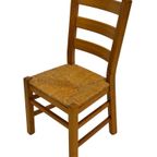Vintage Set Van 6 Eetkamerstoelen Eiken En Riet Design thumbnail 23