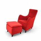 Senta Armchair / Hocker / Ottoman By Gerard Van Den Berg For Wittmann / Red Velvet Upholstery / M thumbnail 2