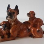 Honden Beeld Boxer Familie Hond Jaren 60 Beeldje thumbnail 4