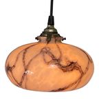 Art Deco - Hanging Pedant Light - Ceiling Fixture - Round With An Open Bottom And Top - Pink, Mar thumbnail 3