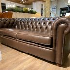 Originele Chesterfield 3 Zits Bank Van Salvale Bruin Leer thumbnail 6