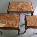 Vintage Mimiset Marmer Hout Art Deco. Set Van 3 Tafeltjes thumbnail 13