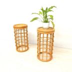 Retro Vintage Bijzettafel Plantentafel Jaren 70 Rotan Riet thumbnail 2