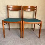 Twee Vintage Eetkamerstoelen Met Petrol Blauw Bekleding thumbnail 4