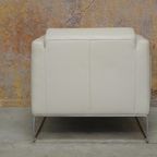 Zganieuw! Gebroken Witte Leren Natuzzi Design Fauteuil thumbnail 6