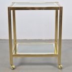 Vintage Bar Cart Trolley Serveerwagen Regency Messing Glas thumbnail 4