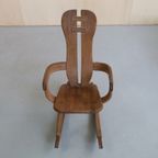 Brutalist Rocking Chair In Solid Oak By De Puydt, 1970S thumbnail 7