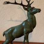 Louis-Albert Carvin (1875 - 1951). Bronzen Hertenbeeld. thumbnail 3