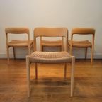Vintage Set Van 4 Stoelen Van N.o. Møller Model 75 Uit 1970 thumbnail 5