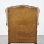 Charmante, Subtiele Engelse Stijl Schapenleren Oorfauteuil Met Mooie Kleuren thumbnail 3