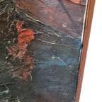Vintage Frans Schilderij Met Boten In Haven, Jaren 50 thumbnail 9