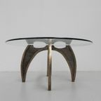 Bronzen Brutalist Salontafel Met Glazen Blad thumbnail 7