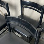 6x Vintage Zwarte Stoelen Met Vegan Skai Leer Zitting thumbnail 5