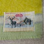 Vintage Aabe Zuiver Scheerwollen Deken Geel Groen En Creme Gestreept thumbnail 8