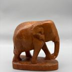 Houtsnijwerk Teak Olifant Op Sokkel thumbnail 3