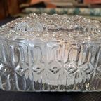 Vintage Plafoniere, Plafond Lamp In Reliëf Glas, Vierkant thumbnail 5